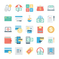 Finance and Payments Colored Vector Icons