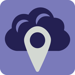 Cloud with location sign, illustration, vector on a white background.