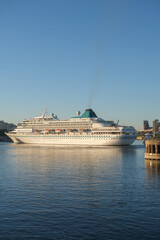 Phoenix cruiseship or cruise ship liner Amera in port of Montreal, Canada on sunny day on St....