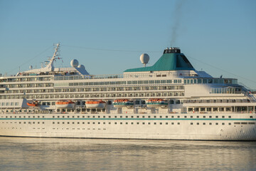 Phoenix cruiseship or cruise ship liner Amera in port of Montreal, Canada on sunny day on St....