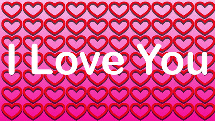 I love you written on pink background with reflection.
