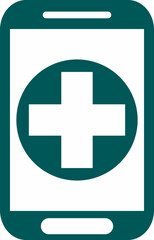 Smartphone with cross, illustration, vector on a white background.