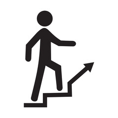 Man climbing stairs symbol icon vector
