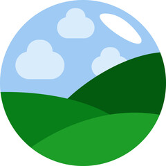 Fototapeta premium Green landscape, illustration, vector on a white background.
