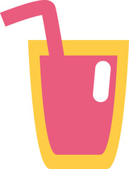 Pink juice in yellow glass, illustration, vector on a white background.