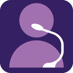 Person hosting podcast, illustration, vector on a white background.