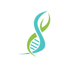 Leaf DNA logo design. Natural data logo design