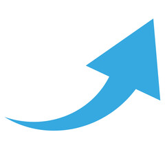 Blue filled arrow shape. Symbol for rising profit, income. Isolated png illustration, transparent background. Asset for overlay, montage, collage or presentation. Business concept.	