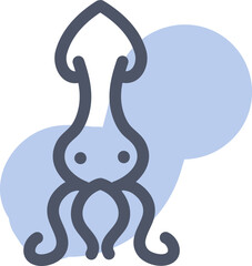 Sea squid, illustration, vector on a white background.