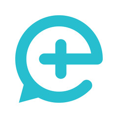 Medical logo concept with letter E and chat icon