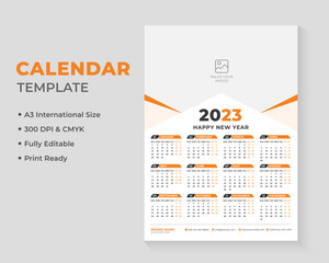 1 Page Wall Calendar Design, Calendar Design, Wall Calendar Design, 2023 Calendar Design