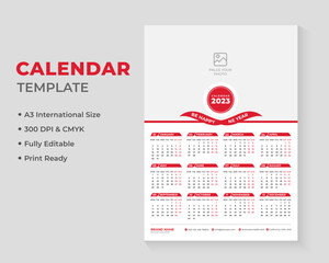 1 Page Wall Calendar Design, Calendar Design, Wall Calendar Design, 2023 Calendar Design