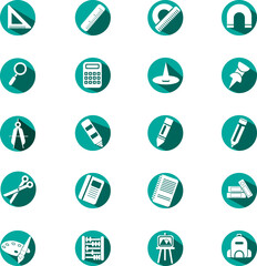 Stationery acessories, illustration, vector on a white background.