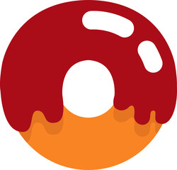 Red glazed donut, illustration, vector on a white background.