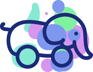 Colorful elephant toy, illustration, vector on a white background.
