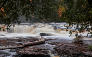 Scenic Nawadaha falls in Michigan Upper peninsula
