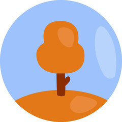 Interesting orange tree, illustration, vector on a white background.