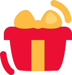 Valentines day red present, illustration, vector on a white background.
