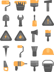 Construction work, illustration, vector on a white background.