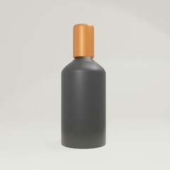 Amber Spray Bottle Mockup - One Bottle. Blank Label. 3D Illustration background