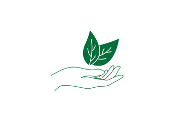 hand and leaf logo vector illustration 