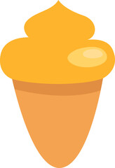 Yellow ice cream in cone, illustration, vector on a white background.