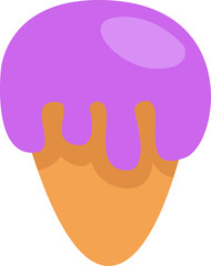 Obraz premium Purple ice cream in cone, illustration, vector on a white background.