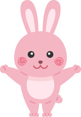 両手を広げた、ウサギのキャラクターのイラスト