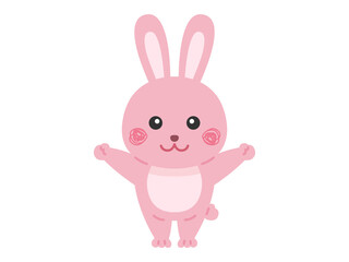 両手を広げた、ウサギのキャラクターのイラスト