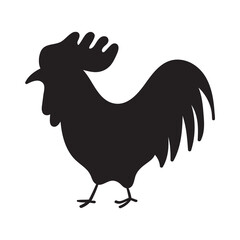 Rooster. Vector icon silhouette. Illustration on white background.