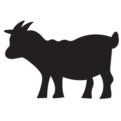 Goat. Vector silhouette. Hand drawn icon. Black color.