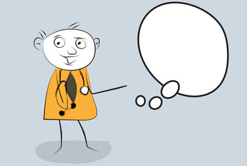  solving problems doctor with chat, cartoon design doodle art