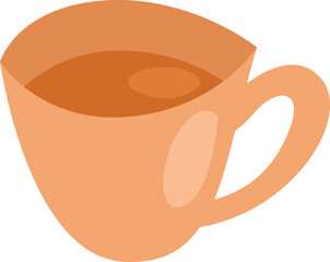Orange tea mug, illustration, vector on a white background.