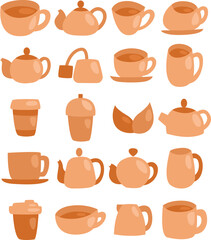 Tea time, illustration, vector on a white background.