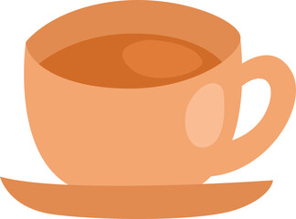 Breakfast tea cup, illustration, vector on a white background.