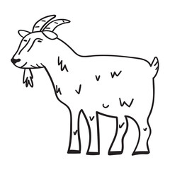 Goat. Farm animal. Outline icon. Vector hand drawn illustration.