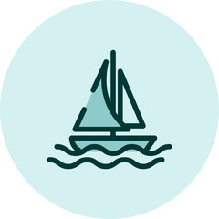 Traveling sail boat, illustration, vector on a white background.
