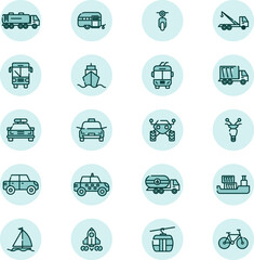Vehicles icon set, illustration, vector on a white background.
