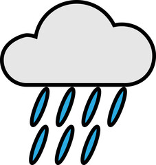 Rainy cloud, illustration, vector on a white background.