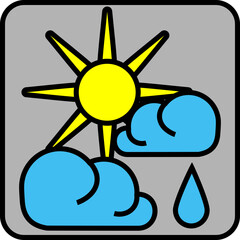Sunny weather with rain, illustration, vector on a white background.