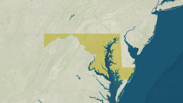 Zoom in to the map of Maryland with text, textless, and with flag