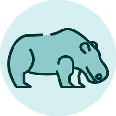 Wild hippo, illustration, vector on a white background.