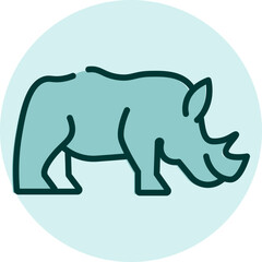 Wild rhino, illustration, vector on a white background.