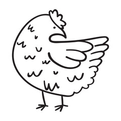 Chicken. Outline icon. Black color. Vector illustration.
