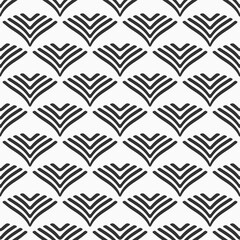 Vector seamless striped shapes ethnic pattern. Tribal seamless ornament. Geometric black and white vector background.