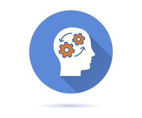 Psychotherapy icon with long shadow for graphic and web design.