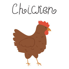 Chicken. Flat icon. Vector graphic design on white background.