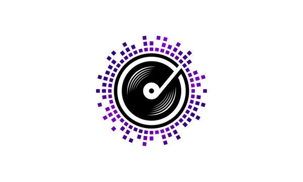 Vinyl music record logo