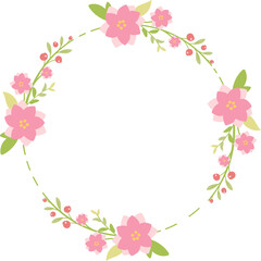 Naklejka premium cute pastel green pink christmas flat style wreath frame