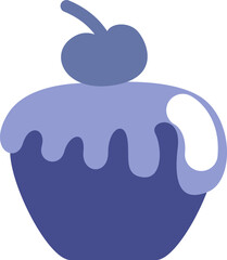 Blue cherry cupcake, illustration, vector on a white background.